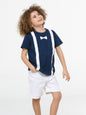 Ensemble Garçon – T-shirt Indigo avec Nœud Papillon et Short en Jean Blanc
