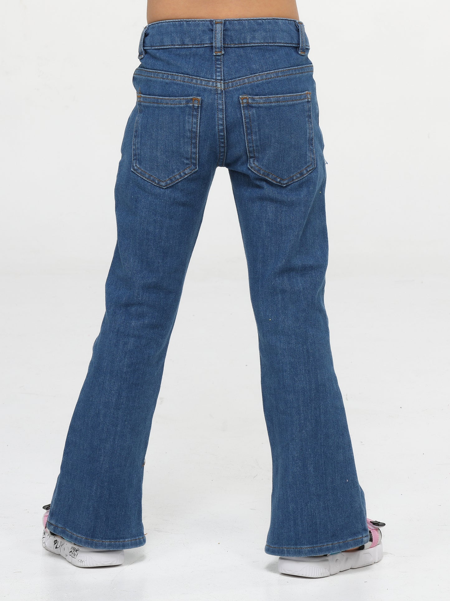 Wide-Leg Stone-Wash Denim Pants for Girls