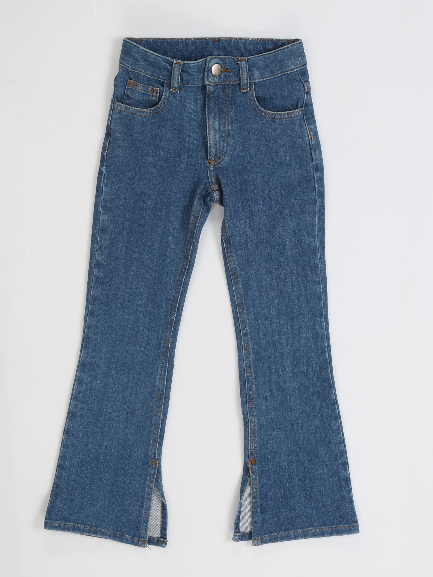 Wide-Leg Stone-Wash Denim Pants for Girls