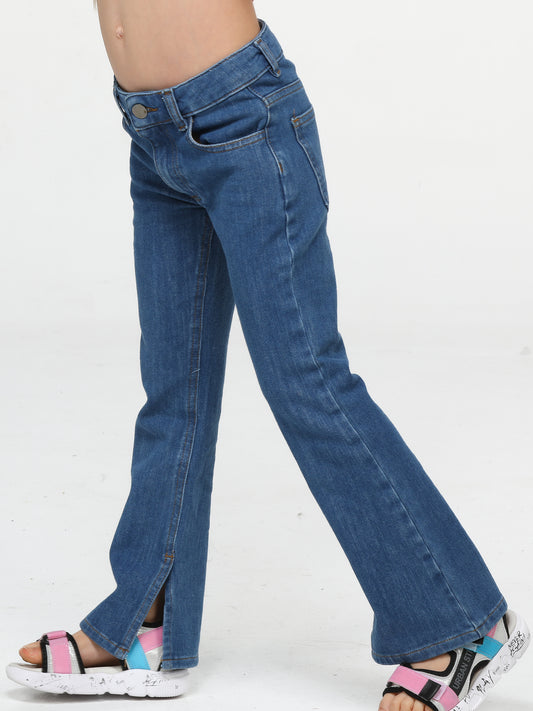 Wide-Leg Stone-Wash Denim Pants for Girls