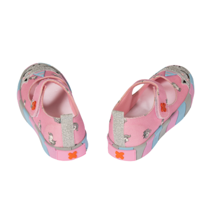 Ballerines Fille Licorne en Toile Rose – Imprimé 3D, Semelle Lumineuse