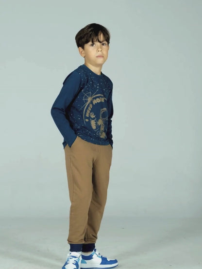 Space Boys' 2 Pockets Pants + Long Sleeve T-shirt Set