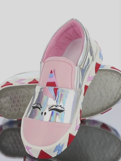 Unicorn Girls' Holographic 3D Sneakers with Winter Lining