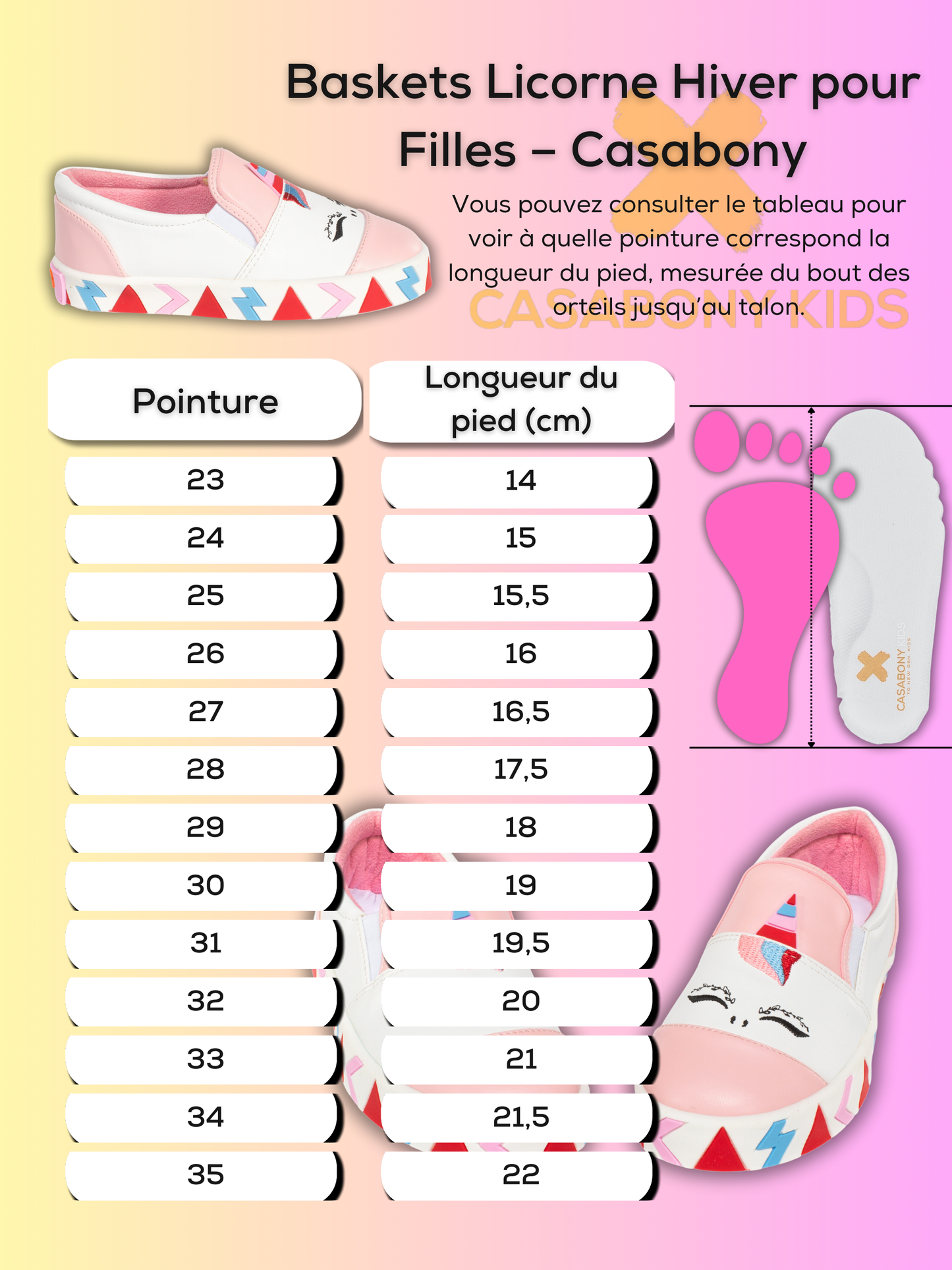 Baskets Licorne Hiver pour Filles – Casabony